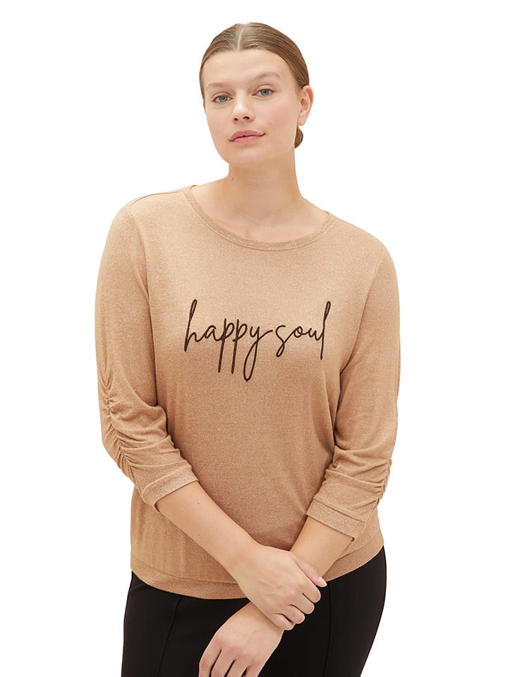 Tom Tailor Koszulka w kolorze jasnobrązowym rozmiar: 52