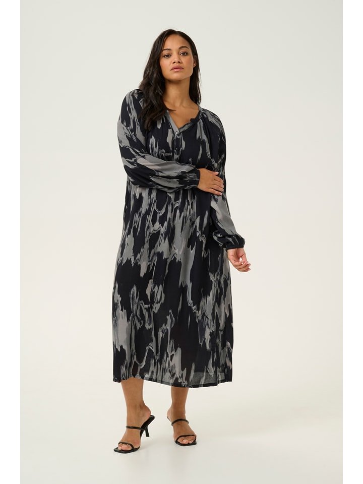 KAFFE curve Sukienka w kolorze czarno-szarym rozmiar: 46
