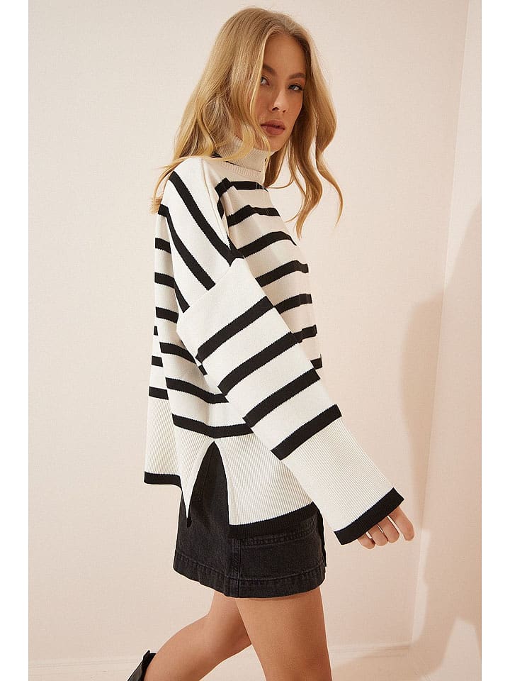 Happiness Istanbul Sweter w kolorze kremowo-czarnym rozmiar: onesize