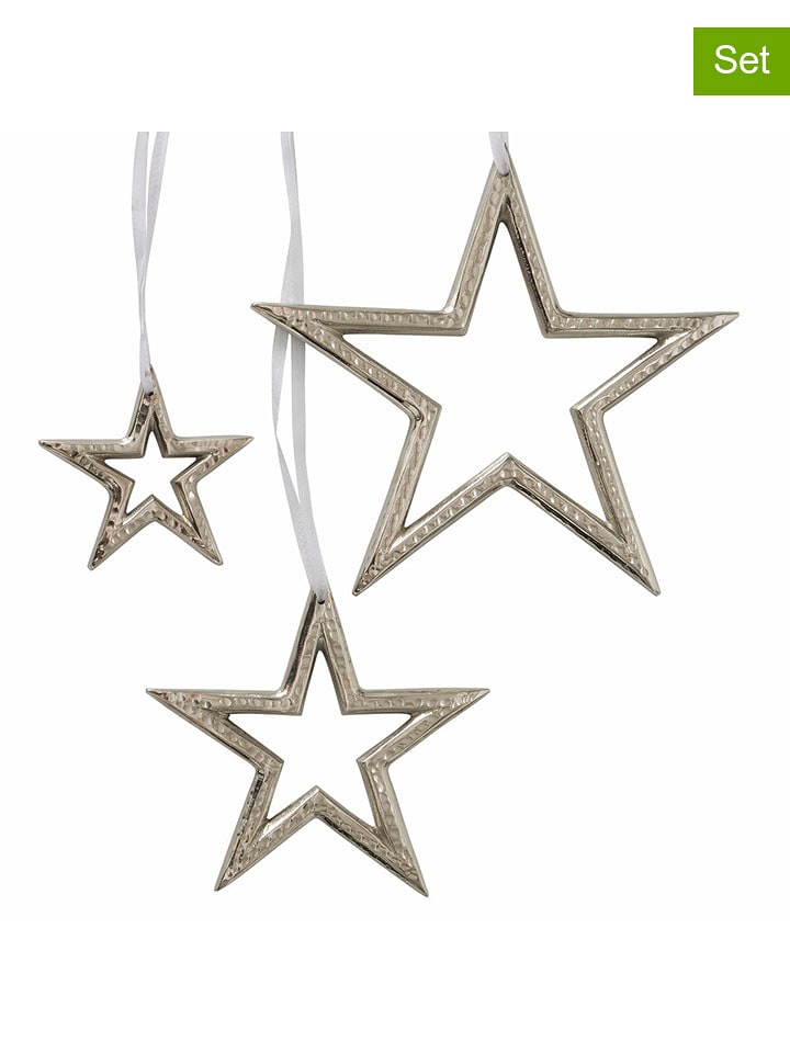 Boltze Zawieszki dekoracyjne (3 szt.) "Taumi" w kolorze srebrnym rozmiar: onesize