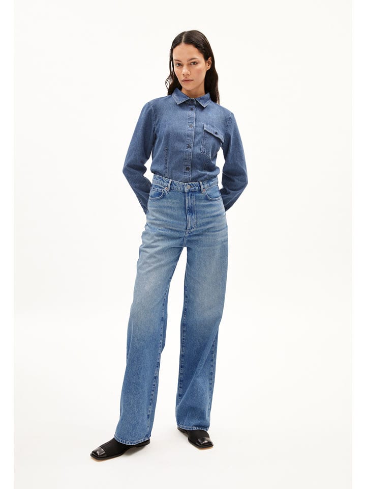 armedangels Bluzka dżinsowa "Nilaara" w kolorze niebieskim rozmiar: XS