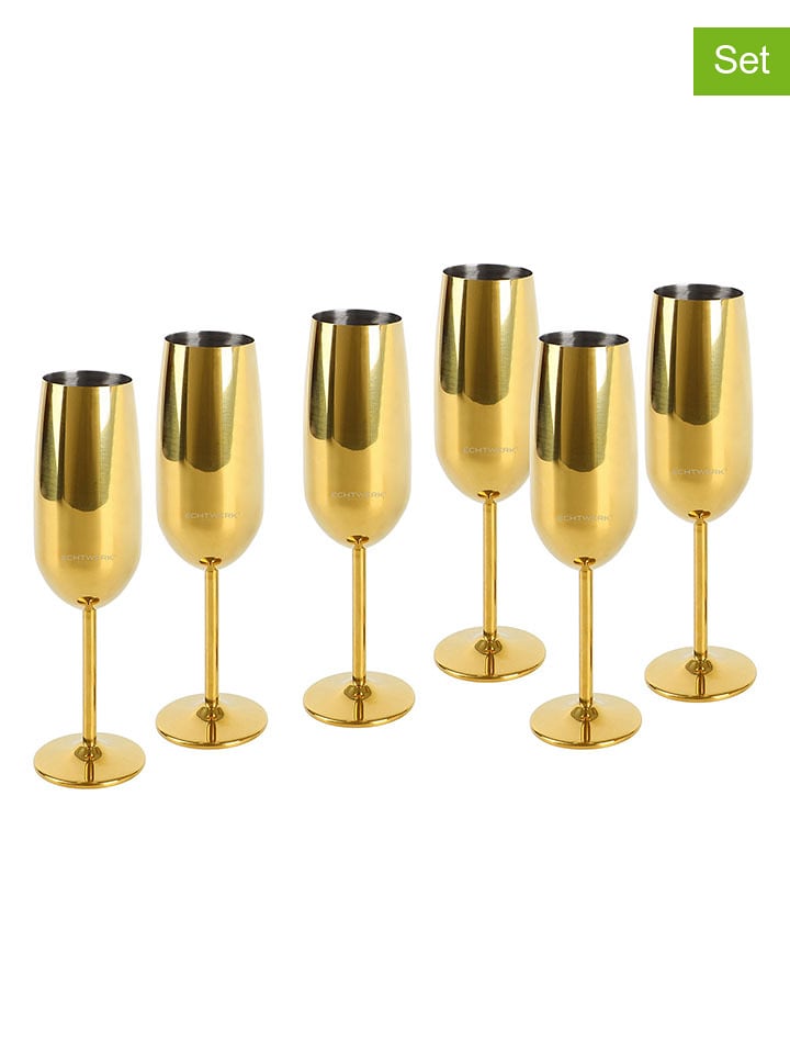 Echtwerk Kieliszki (6 szt.) w kolorze złotym do szampana - 250 ml rozmiar: onesize