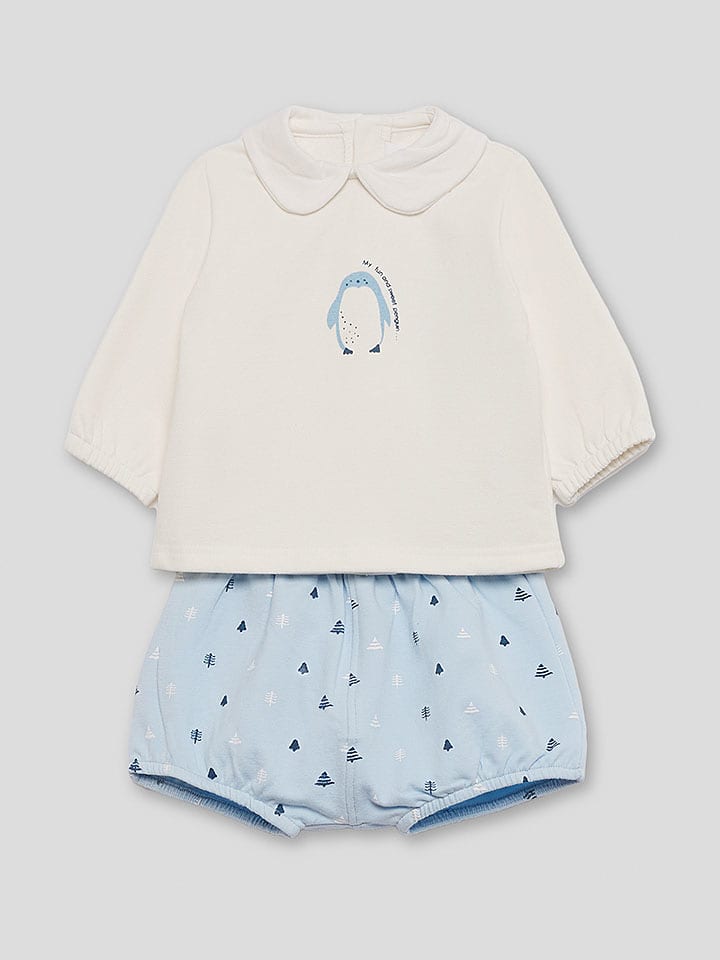 Street MONKEY 2-częściowy zestaw w kolorze kremowo-błękitnym rozmiar: 74