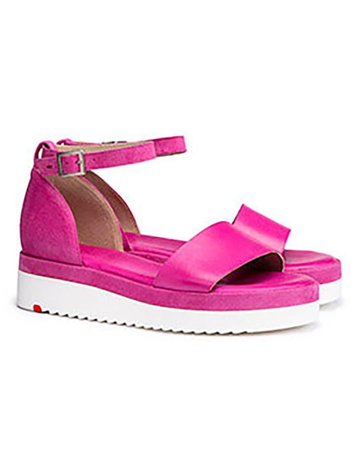 LLOYD Skórzane sandały w kolorze różowym na koturnie rozmiar: 39