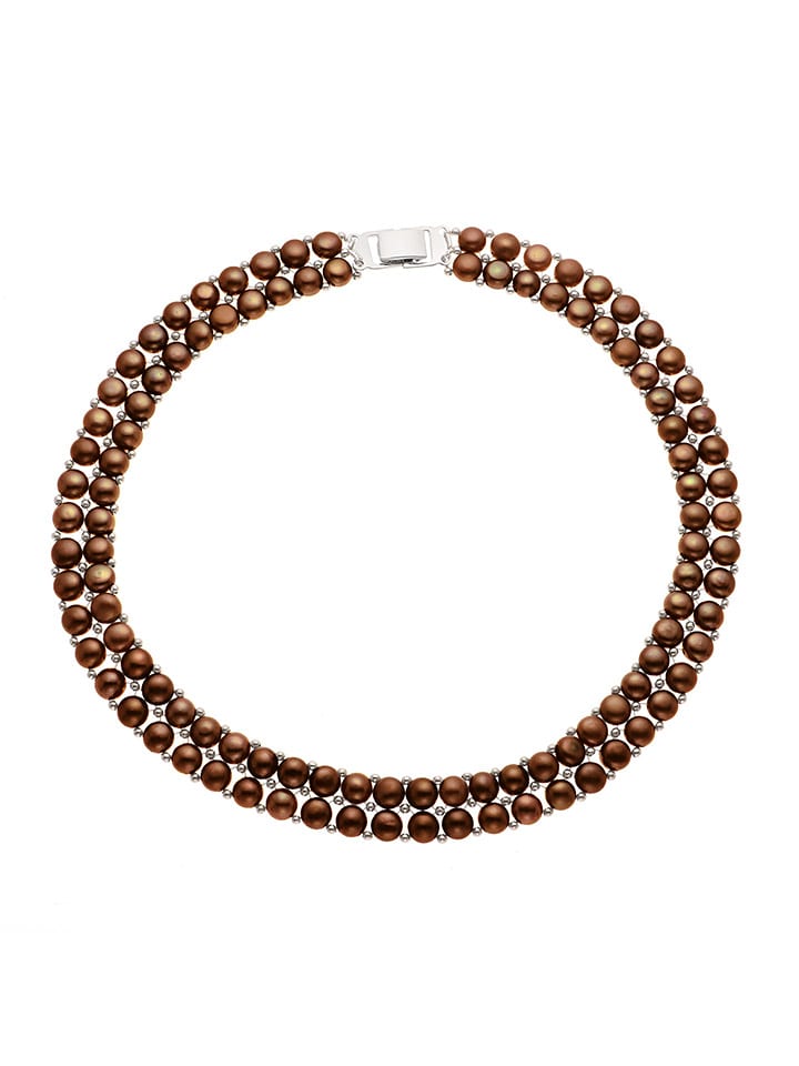 Mitzuko Naszyjnik perłowy w kolorze brązowym - dł. 40 cm rozmiar: onesize