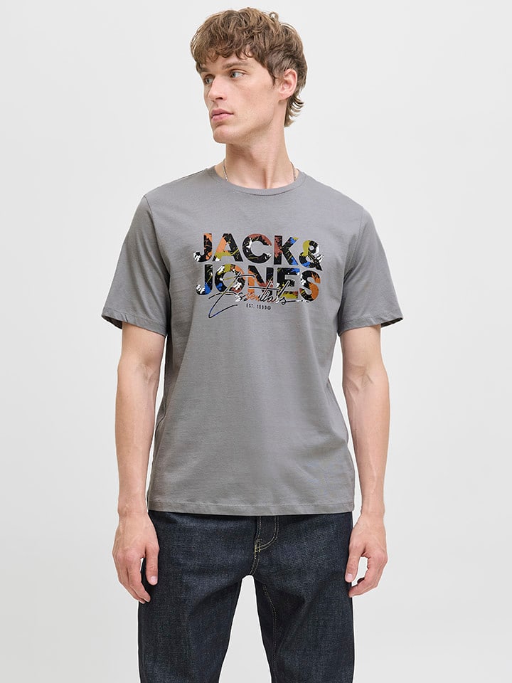 Jack & Jones Koszulka "Jjgeplas" w kolorze szarym rozmiar: L