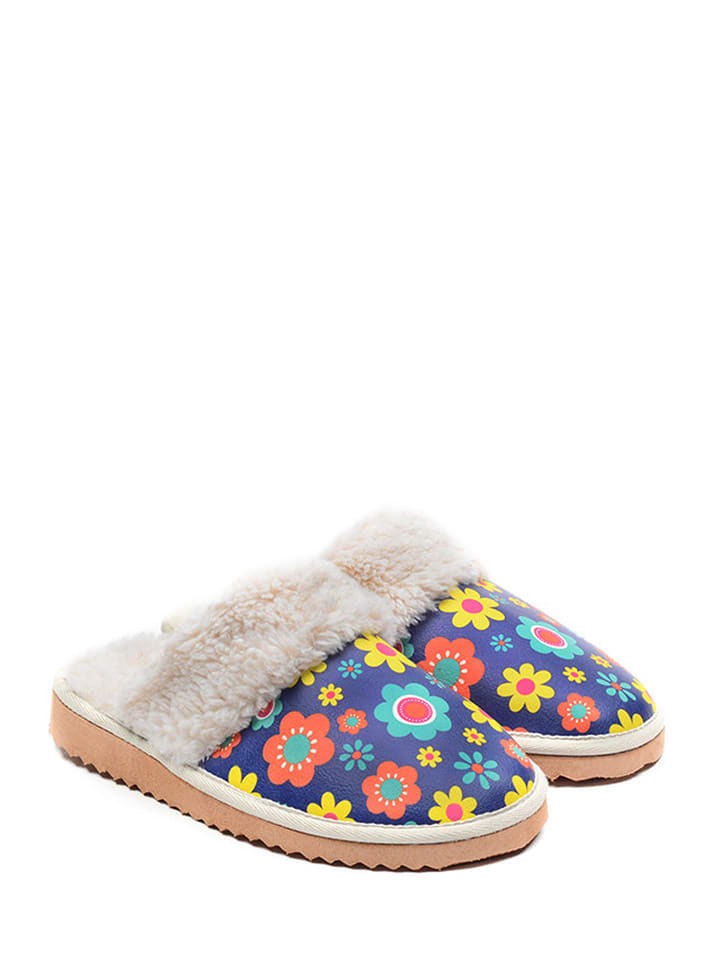 Calceo Kapcie w kolorze granatowym ze wzorem rozmiar: 38