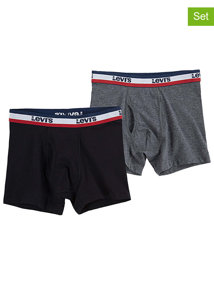 Levi's Kids Bokserki (2 pary) w kolorze szarym i czarnym rozmiar: 128-140