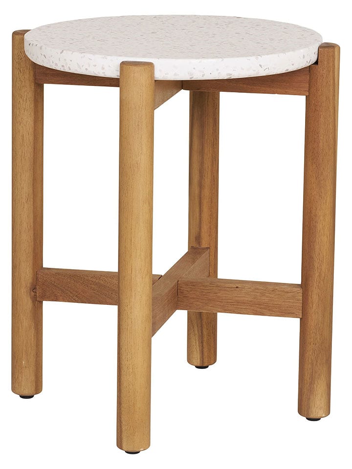 House Nordic Stolik "Terracina" w kolorze jasnobrązowo-białym - wys. 46 x Ø 37 cm rozmiar: onesize