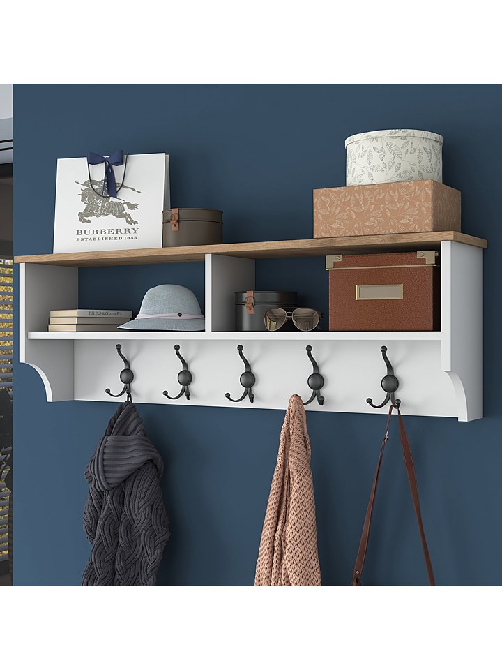 Evila Wieszak ścienny w kolorze biało-jasnobrązowym - 120 x 37,2 x 22,2 cm rozmiar: onesize