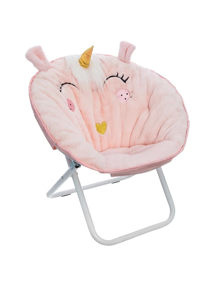 WellHome for Kids Fotel składany w kolorze jasnoróżowym - wys. 55 x Ø 50 cm rozmiar: onesize
