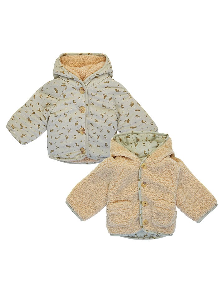 Noppies Dwustronna kurtka "Gelves" w kolorze beżowo-zielonym rozmiar: 50