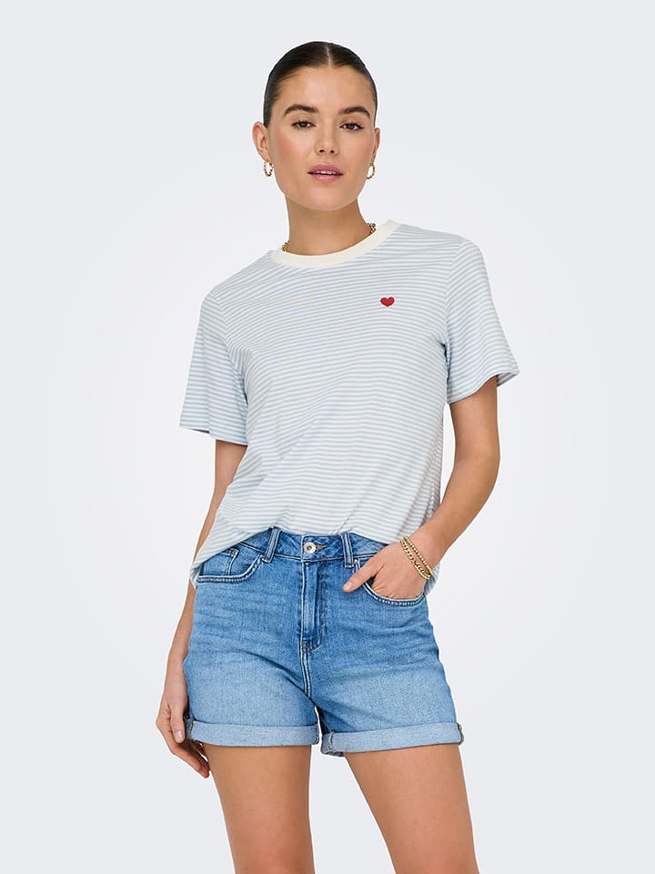 JDY Koszulka w kolorze błękitno-białym rozmiar: L