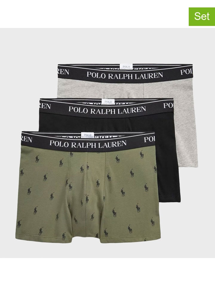 Ralph Lauren Underwear Bokserki (3 pary) w kolorze czarno-oliwkowo-szarym rozmiar: M