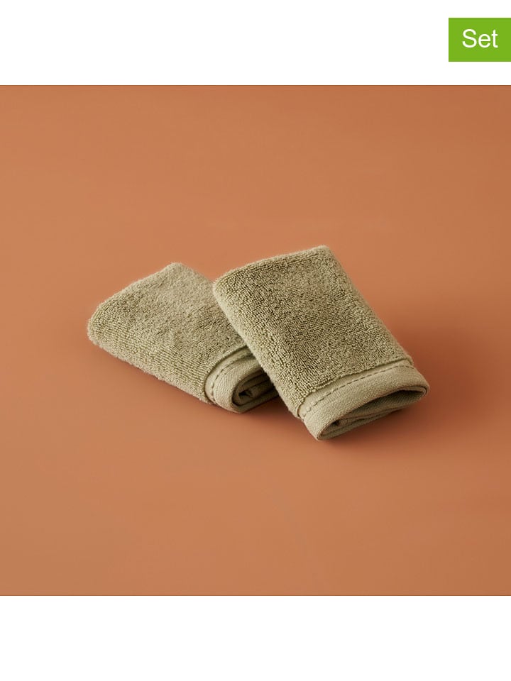 BELLA MAISON Ręczniki (2 szt.) "Ruby" w kolorze khaki dla gości - 30 x 30 cm rozmiar: onesize