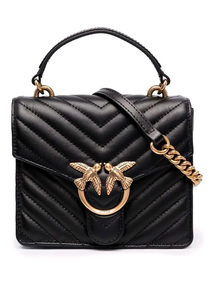 Pinko Skórzana torebka w kolorze czarnym - 17,5 x 15 x 7 cm rozmiar: onesize