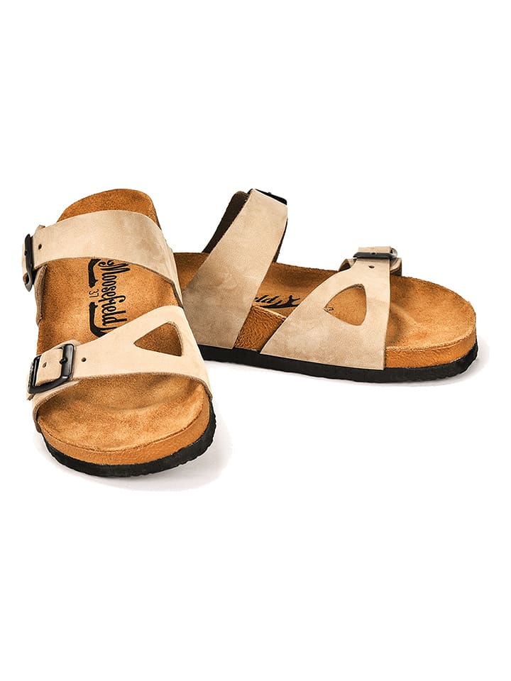 Moosefield Skórzane klapki w kolorze beżowym rozmiar: 39