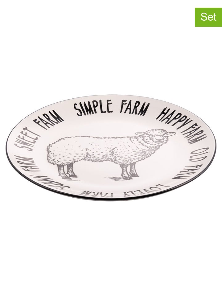 Villa d´Este Talerze obiadowe (6 szt.) "Sheep" w kolorze czarno-białym - Ø 27 cm rozmiar: onesize