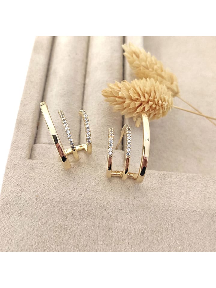 Nakkash Pozłacane kolczyki-wkrętki z cyrkoniami rozmiar: onesize