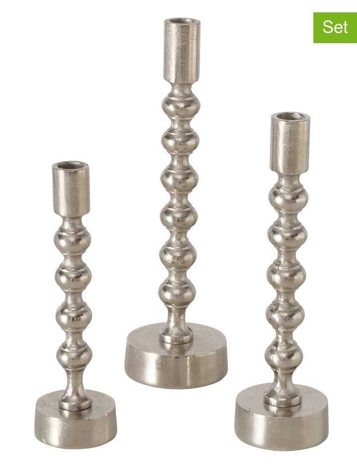 Boltze Świeczniki (3 szt.) "Klisko" w kolorze srebrnym rozmiar: onesize