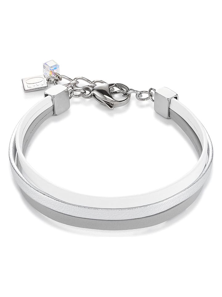 COEUR DE LION Skórzana bransoletka w kolorze srebrno-białym rozmiar: onesize