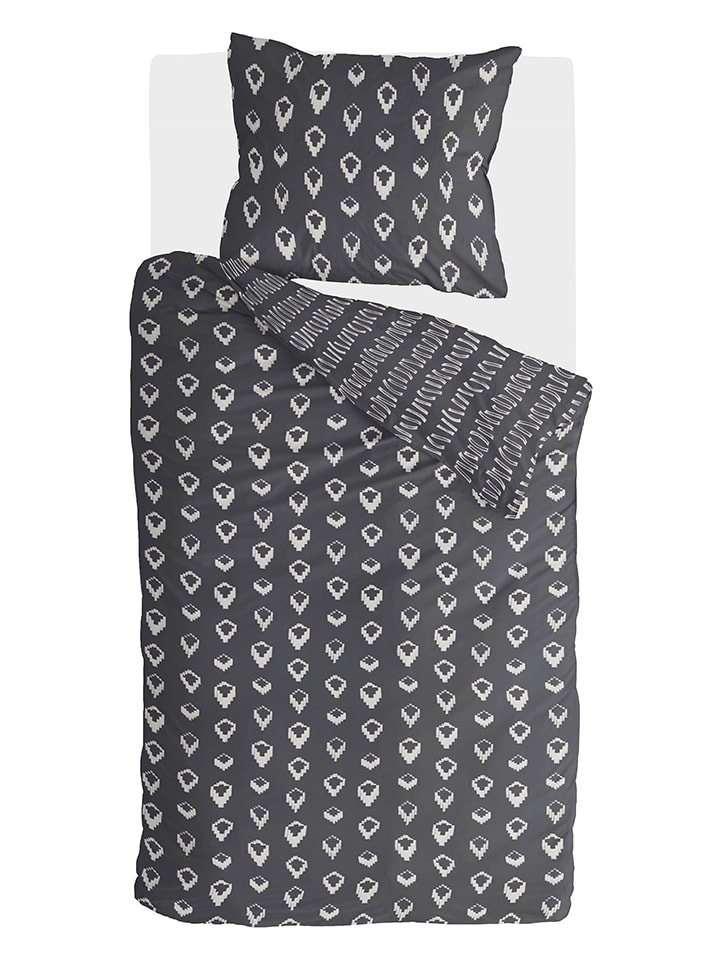 Walra Komplet pościeli "Remade Turned Cones" w kolorze antracytowym rozmiar: 200x220 cm