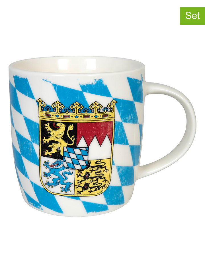 Könitz Kubki jumbo (2 szt.) "Bayern" w kolorze niebiesko-białym - 400 ml rozmiar: onesize