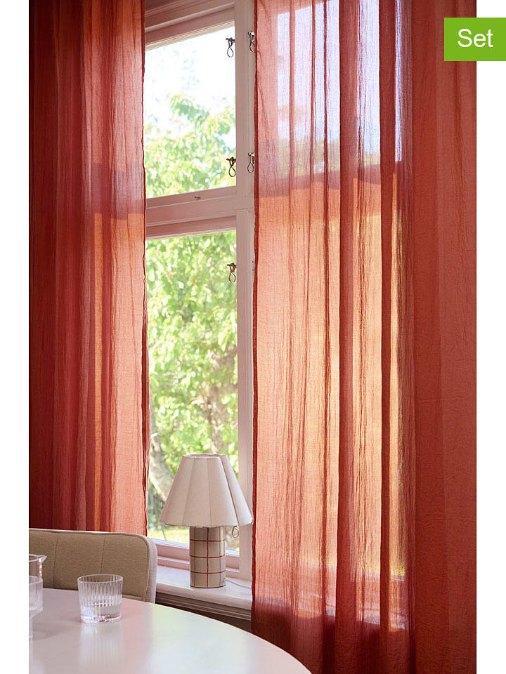 Jotex Zasłony (2 pary) "Cia" w kolorze pomarańczowym rozmiar: 220 cm