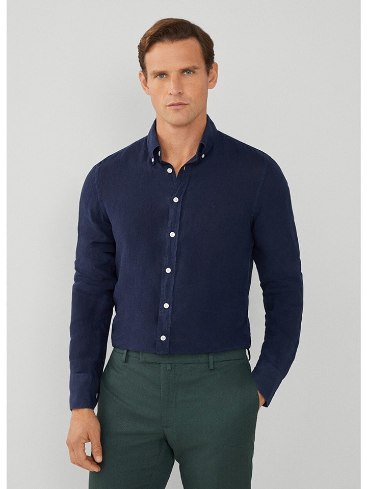 Hackett London Lniana koszula - Regular fit - w kolorze granatowym rozmiar: 3XL