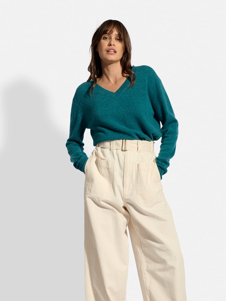 Just Cashmere Kaszmirowy sweter "Nora" w kolorze morskim rozmiar: XL