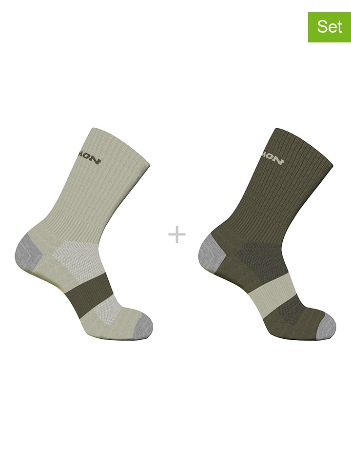 SALOMON Skarpety funkcyjne (2 pary) "Evasion Crew" w kolorze khaki rozmiar: 36-38