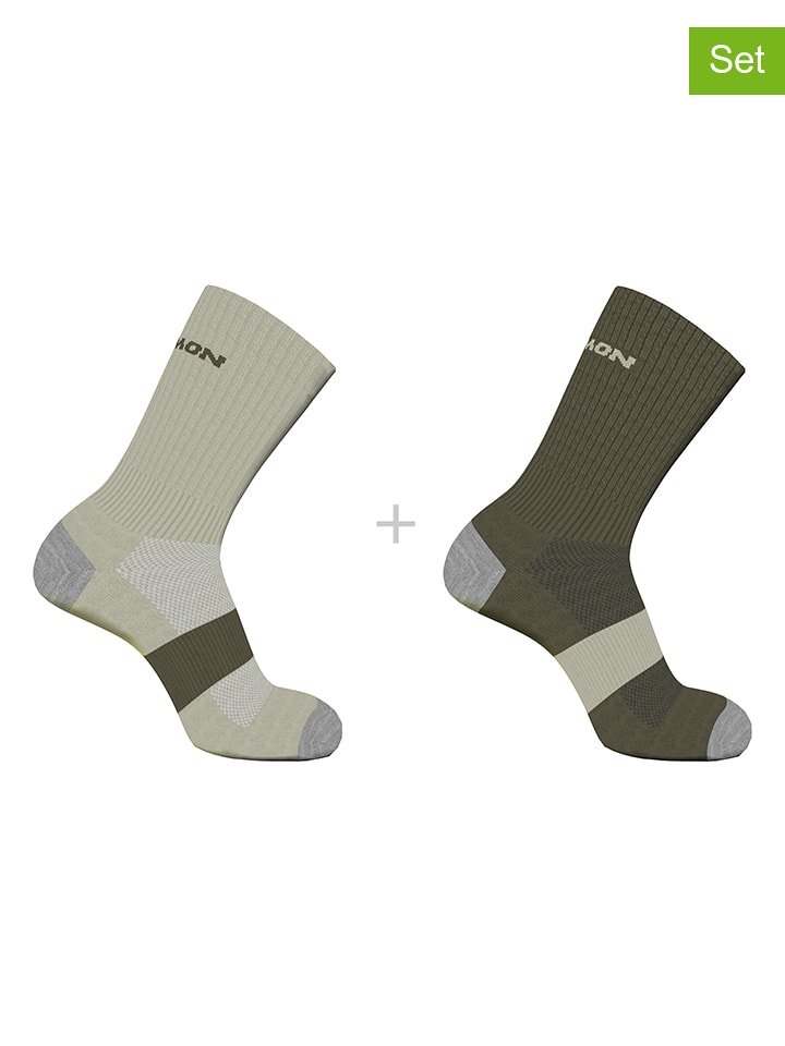 SALOMON Skarpety funkcyjne (2 pary) "Evasion Crew" w kolorze khaki rozmiar: 36-38