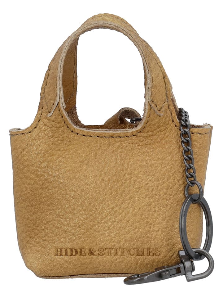 HIDE & STITCHES Skórzany brelok "Earth" w kolorze jasnobrązowym - 8 x 6 x 3 cm rozmiar: onesize