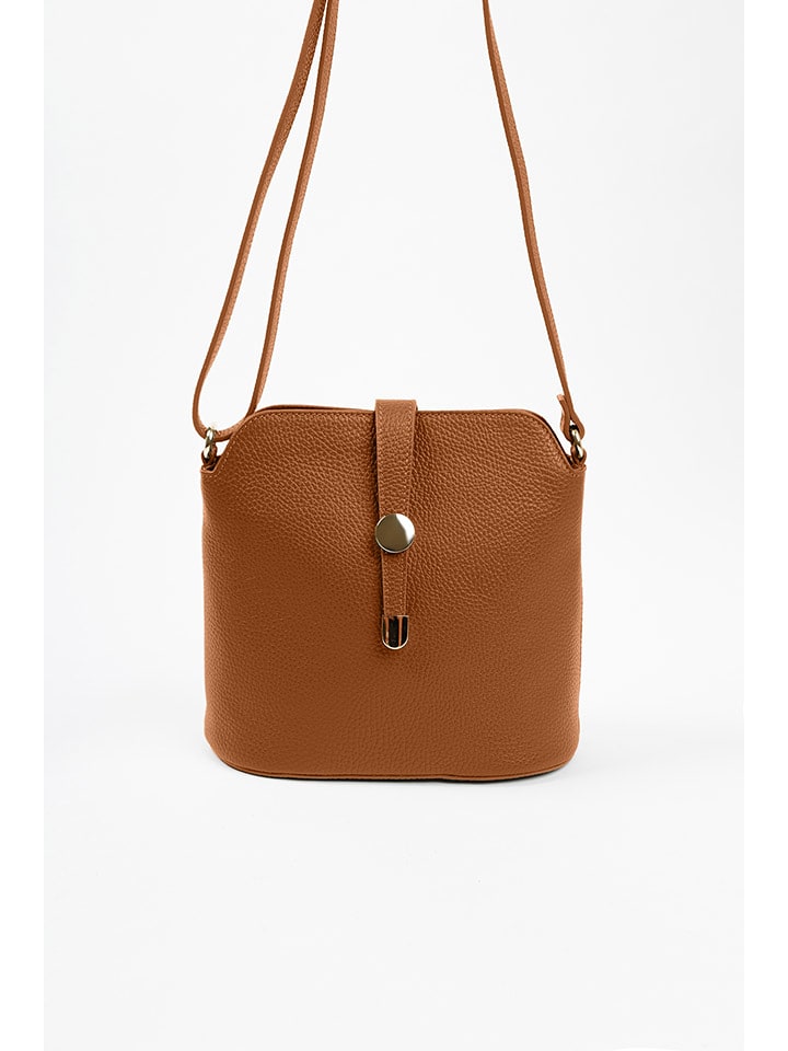 Lia Biassoni Skórzana torebka w kolorze jasnobrązowym - 24 x 22 x 10 cm rozmiar: onesize