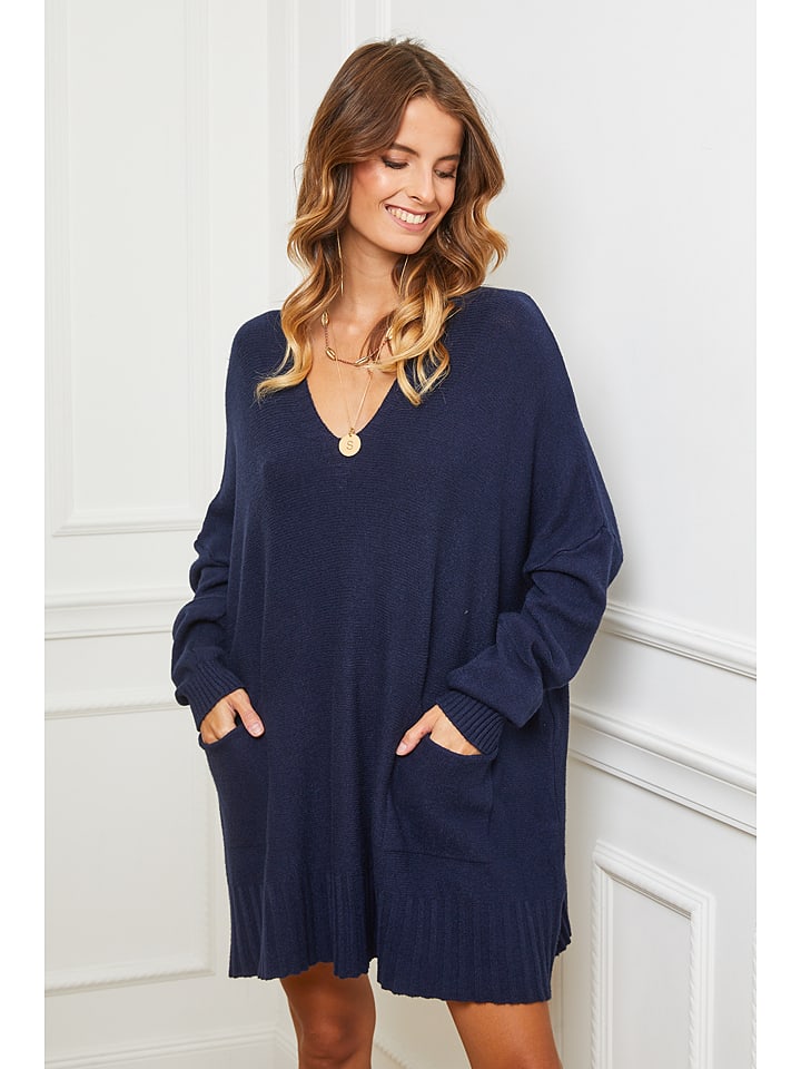 Joséfine Sukienka dzianinowa "Farjo" w kolorze niebieskim rozmiar: M