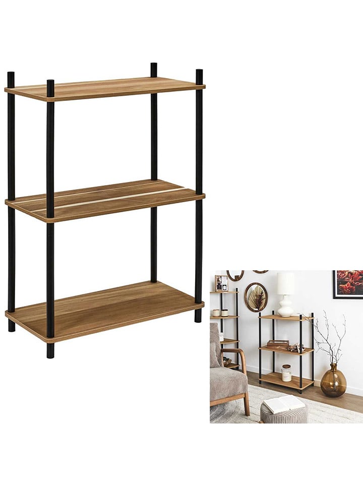 Rétro Chic Regał stojący w kolorze jasnobrązowo-czarnym - 60 x 84 x 30 cm rozmiar: onesize