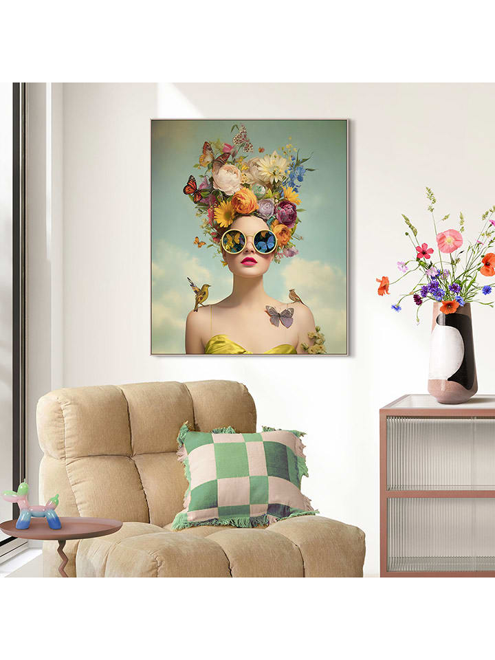 Orangewallz Druk artystyczny "Portrait Lady - Flora Fauna" na płótnie w ramce rozmiar: 67x80 cm