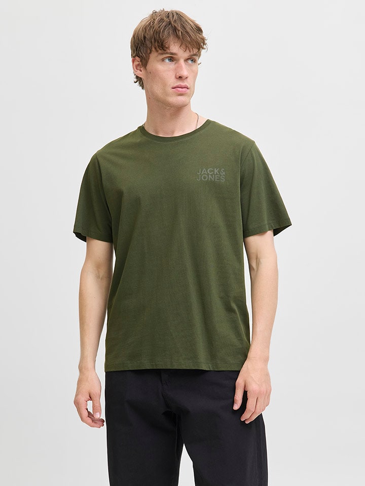 Jack & Jones Koszulka "Jjecorp" w kolorze khaki rozmiar: M