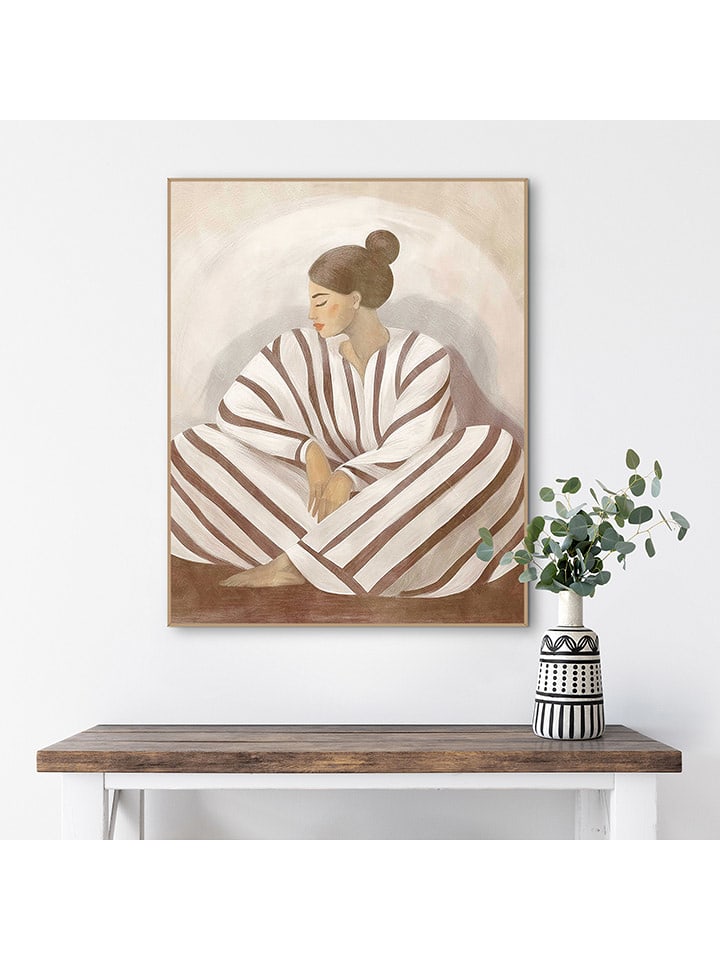 Orangewallz Druk artystyczny "Striped Lady Earth" w ramce rozmiar: 40x50 cm