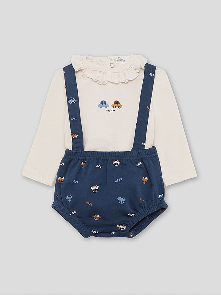 Street MONKEY 2-częściowy zestaw w kolorze kremowo-granatowym rozmiar: 86