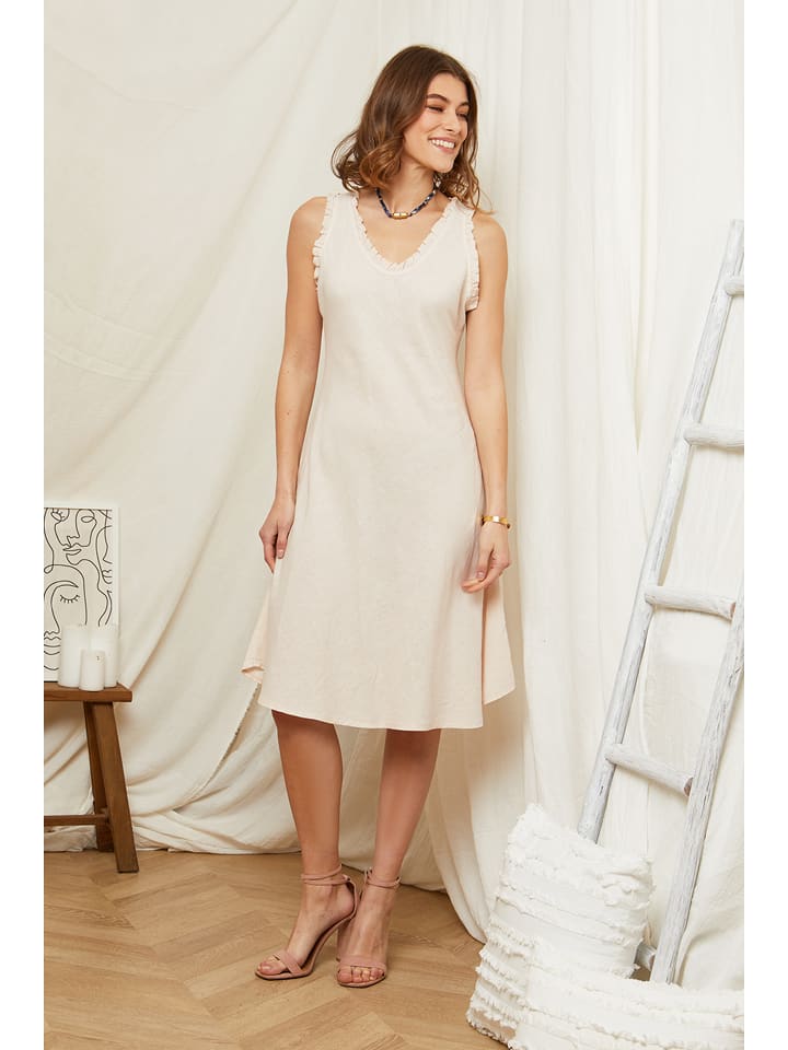 Rodier Lin Lniana sukienka w kolorze beżowym rozmiar: XL/XXL