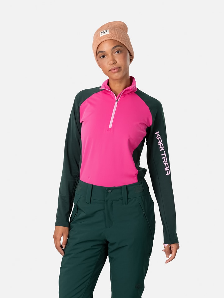 KARI TRAA Koszulka funkcyjna "Evelyn" w kolorze zielono-różowym rozmiar: M