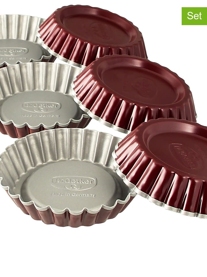 Dr. Oetker Foremki (12 szt.) "Classic" w kolorze szaro-czerwonym do tartaletek - Ø 10 cm rozmiar: onesize