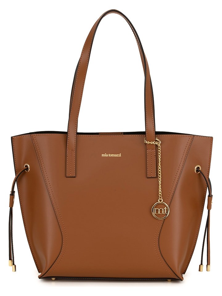 Mia Tomazzi Skórzana torebka w kolorze jasnobrązowym - 30 x 32 x 11,5 cm rozmiar: onesize