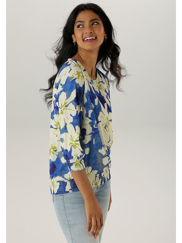 Aniston Bluzka w kolorze niebiesko-kremowym rozmiar: 46