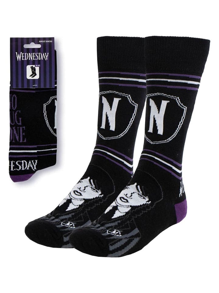 Lucky Socks Skarpety "Wednesday" w kolorze czarno-fioletowo-białym rozmiar: 36-43