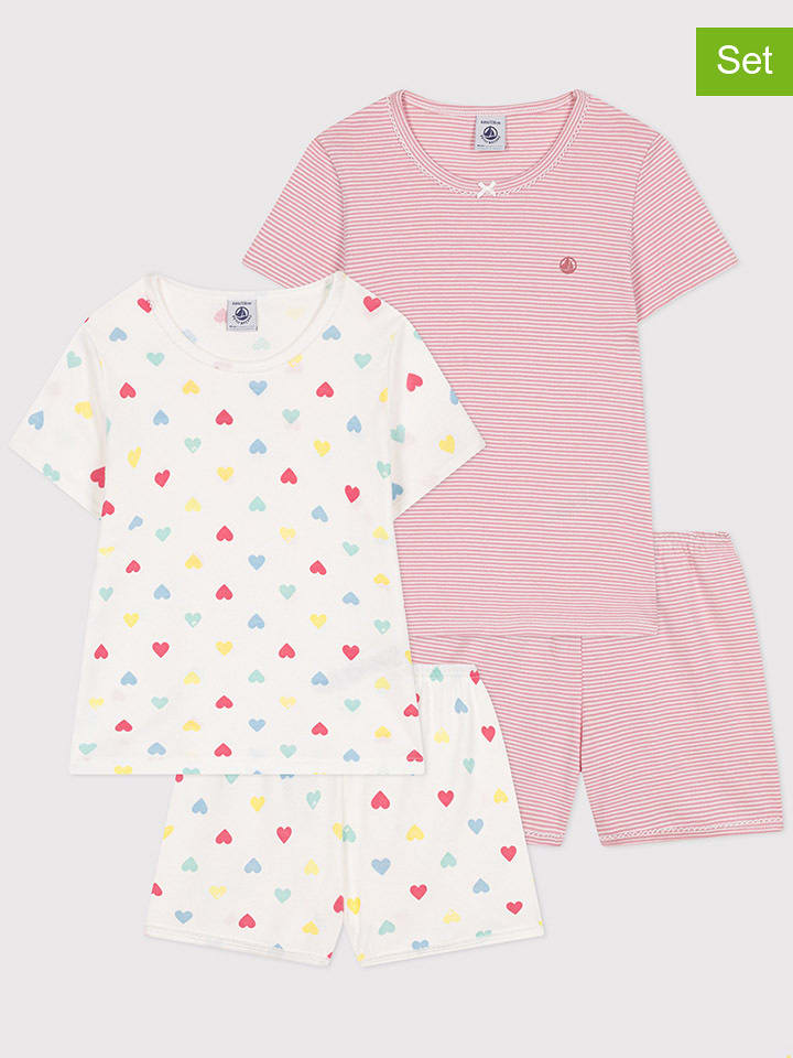 PETIT BATEAU Piżamy (2 szt.) w kolorze biało-jasnoróżowym rozmiar: 92