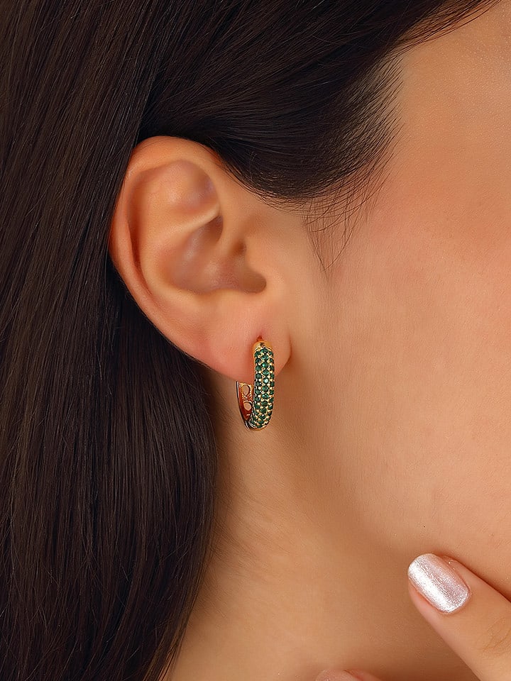 Nakkash Pozłacane kolczyki-kreole z cyrkoniami rozmiar: onesize