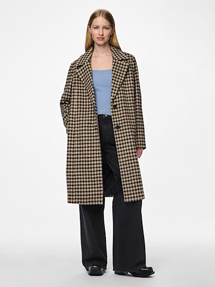 Pieces Płaszcz przejściowy w kolorze beżowo-czarnym rozmiar: XS