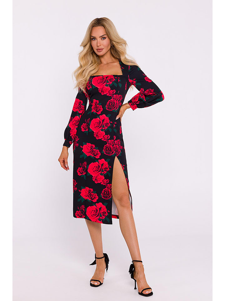 made of emotion Sukienka w kolorze czerwono-czarnym rozmiar: M